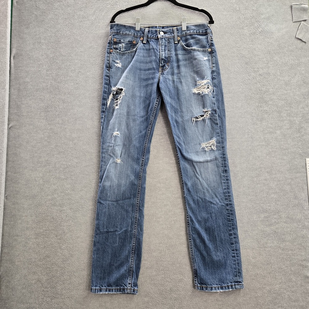 Levi's 511 Men Jeans 32X32 Blue Denim Distressed Button 31" Inseam